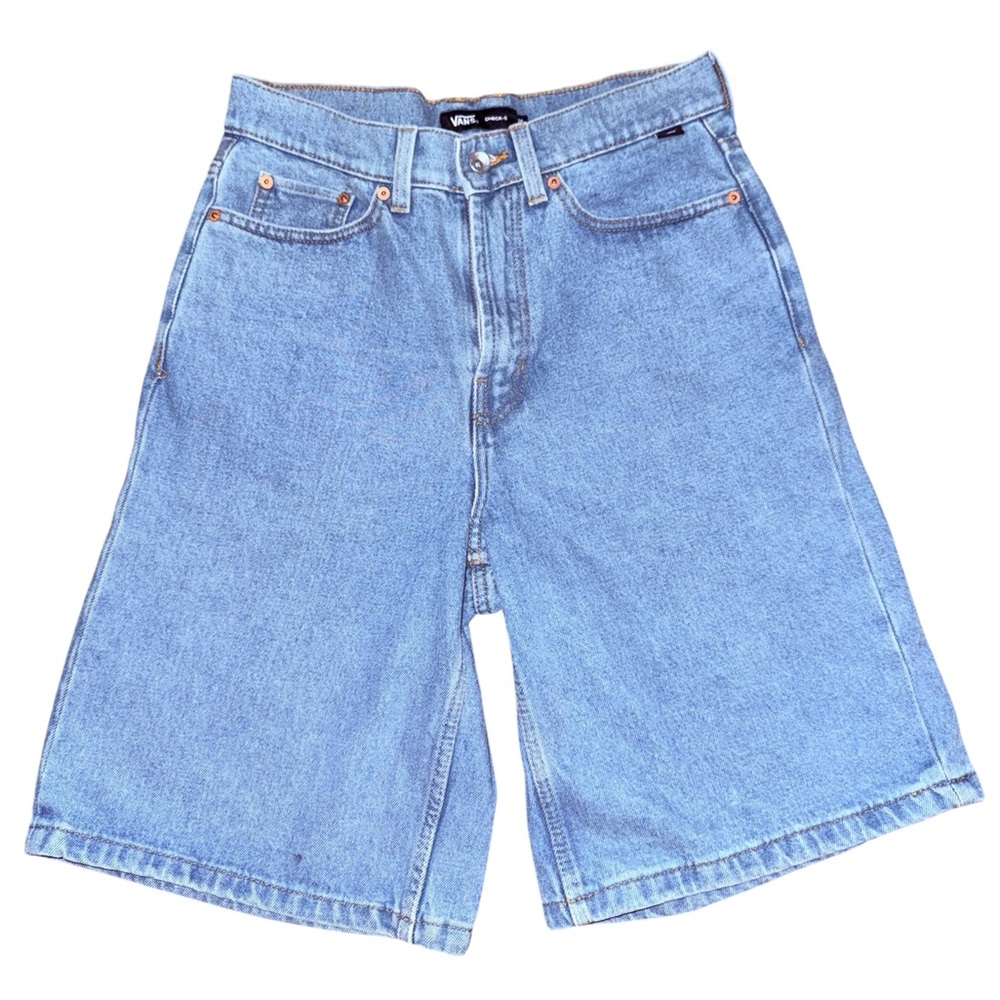 SOLD ON DEPOP Vans Check-5 Longline Denim Shorts